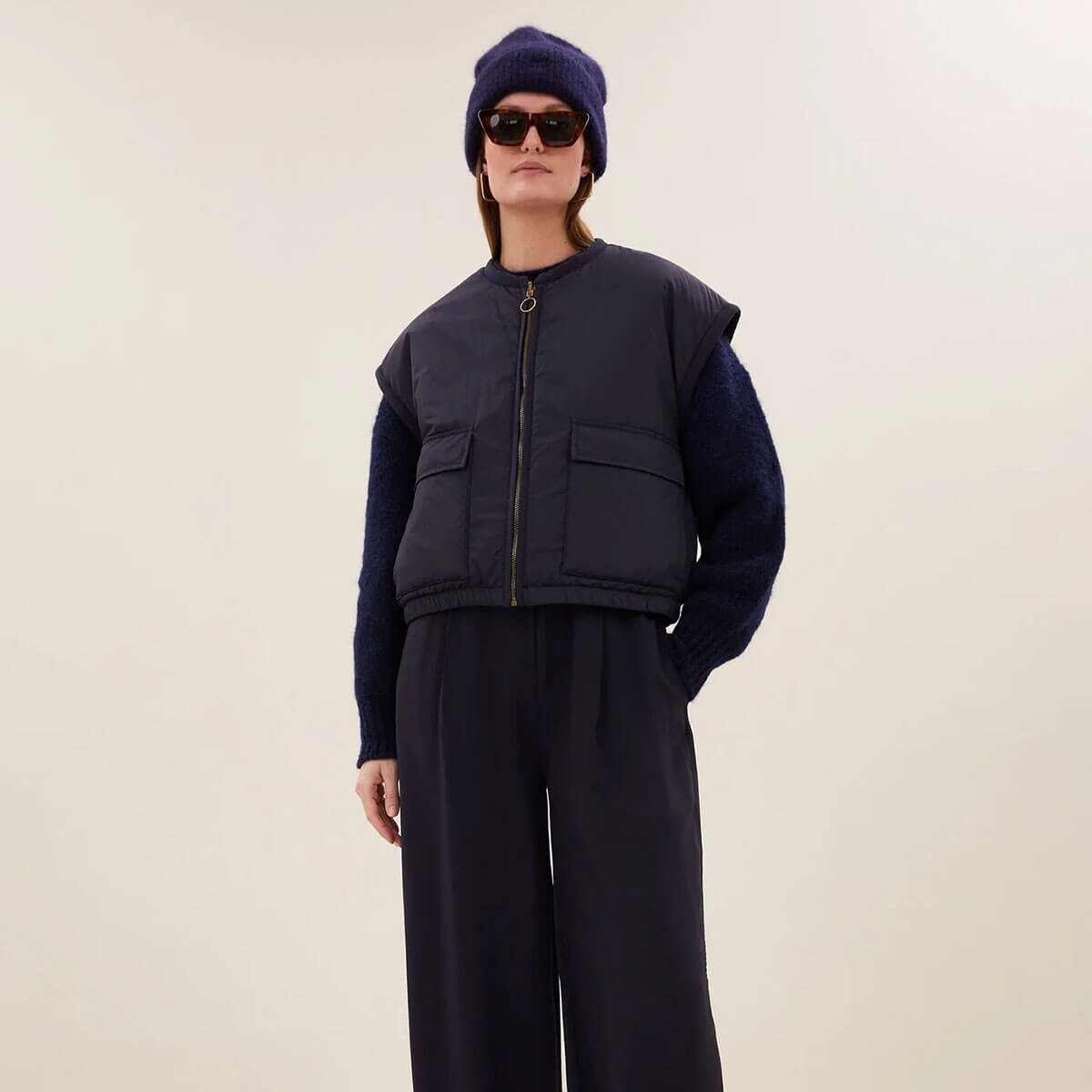 Gio Sleeveless Jacket in Midnight by By-Bar