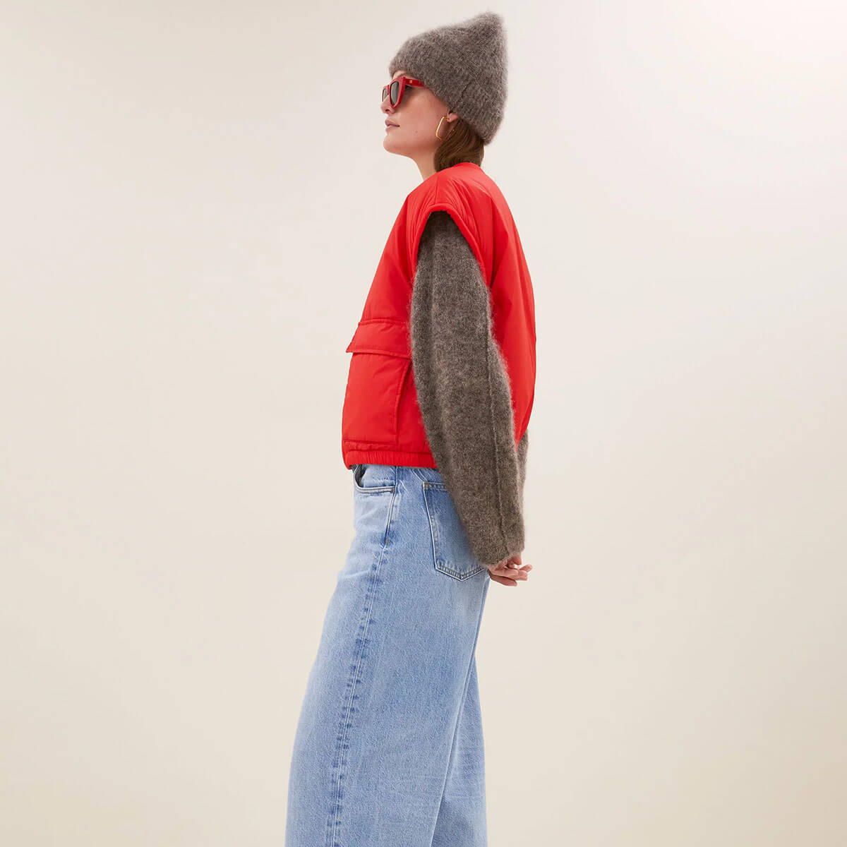 Gio Sleeveless Jacket in Poppy Red by By-Bar