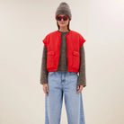 Gio Sleeveless Jacket in Poppy Red by By-Bar