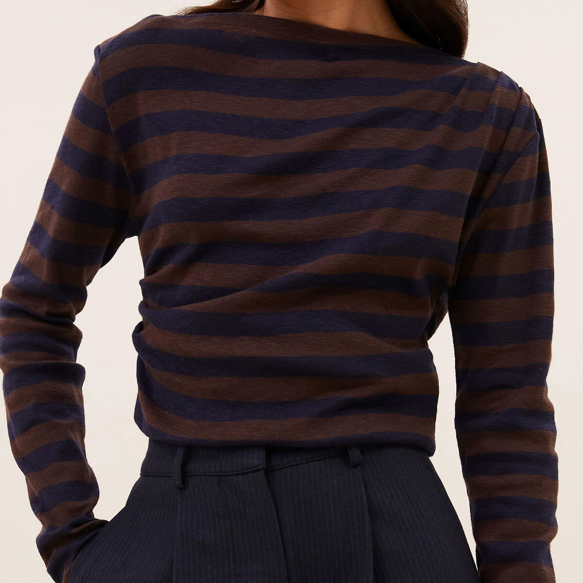 Leya Big Stripe Top in Coffee Bean by By-Bar