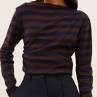 Leya Big Stripe Top in Coffee Bean by By-Bar