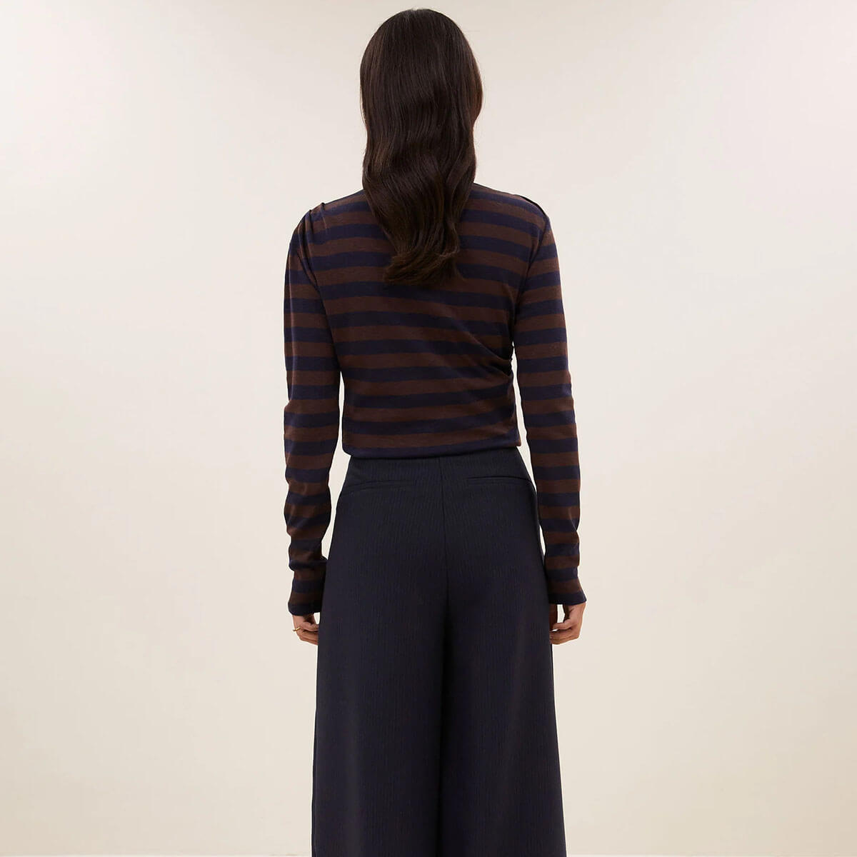 Leya Big Stripe Top in Coffee Bean by By-Bar