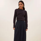Leya Big Stripe Top in Coffee Bean by By-Bar