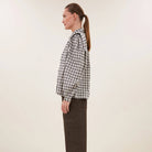 Maia Check Blouse in Ash Grey by By-Bar
