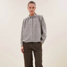 Maia Check Blouse in Ash Grey by By-Bar