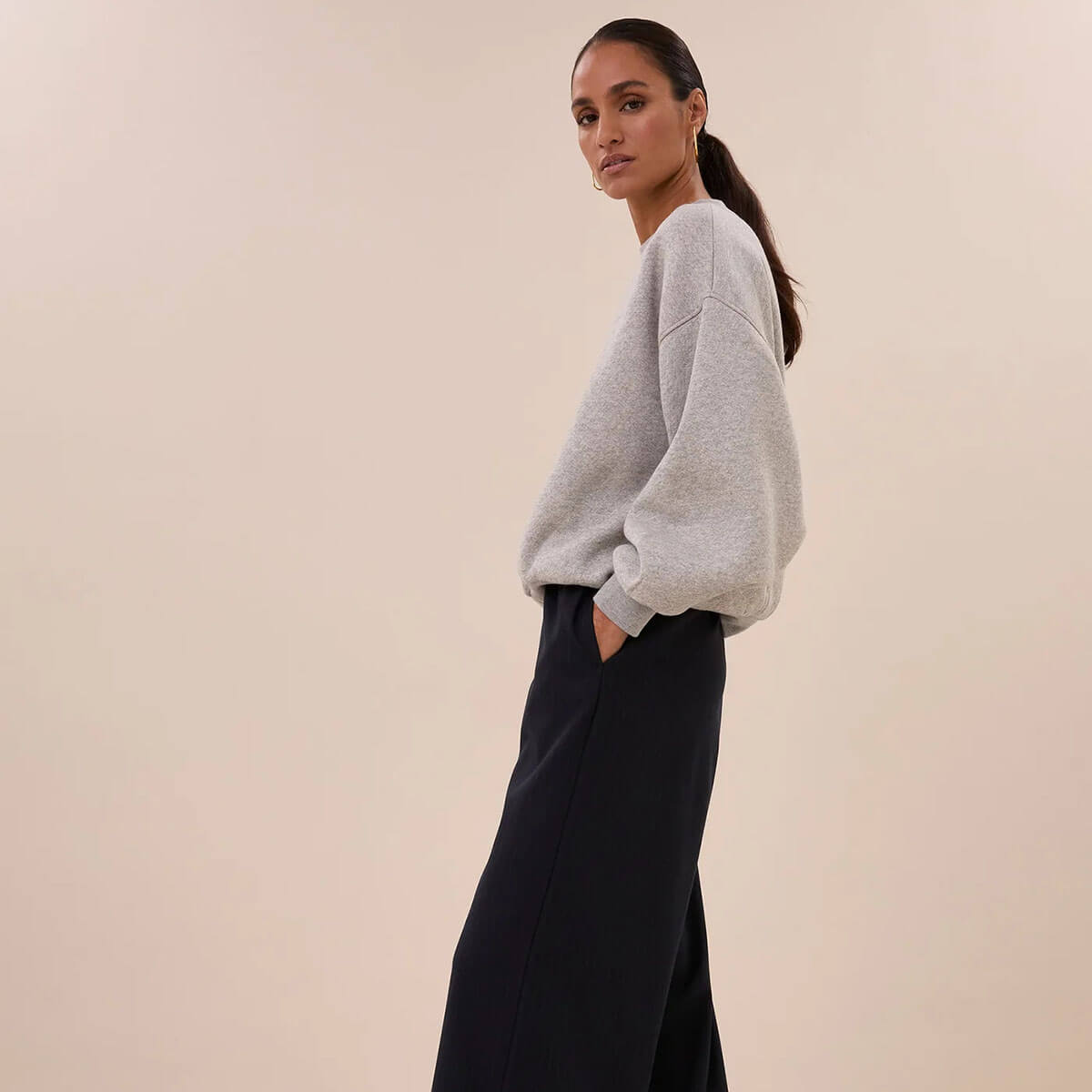 Mimi Sweater in Mid Grey Melee by By-Bar