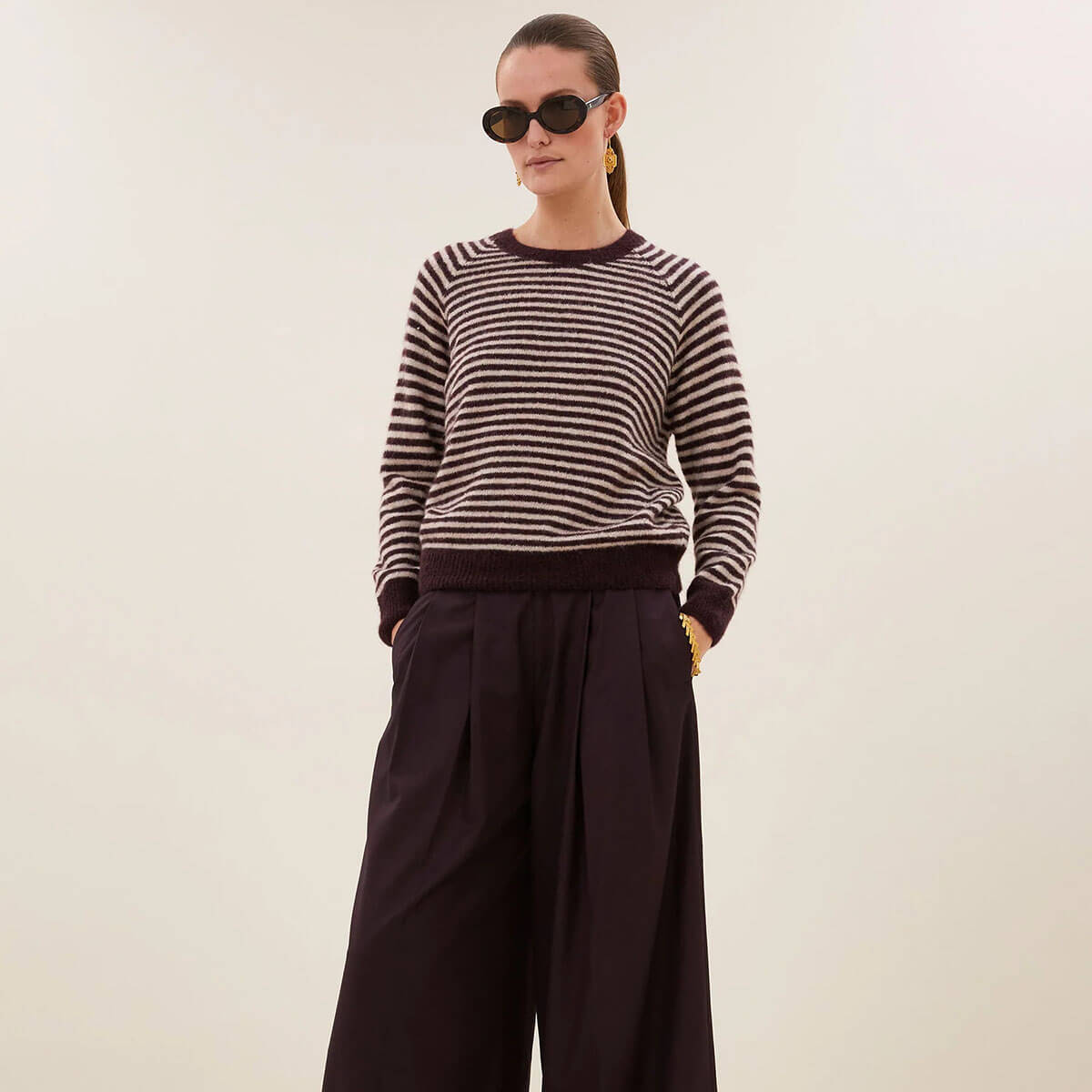 Sally Stripe Pullover in Burgundy Crush by By-Bar
