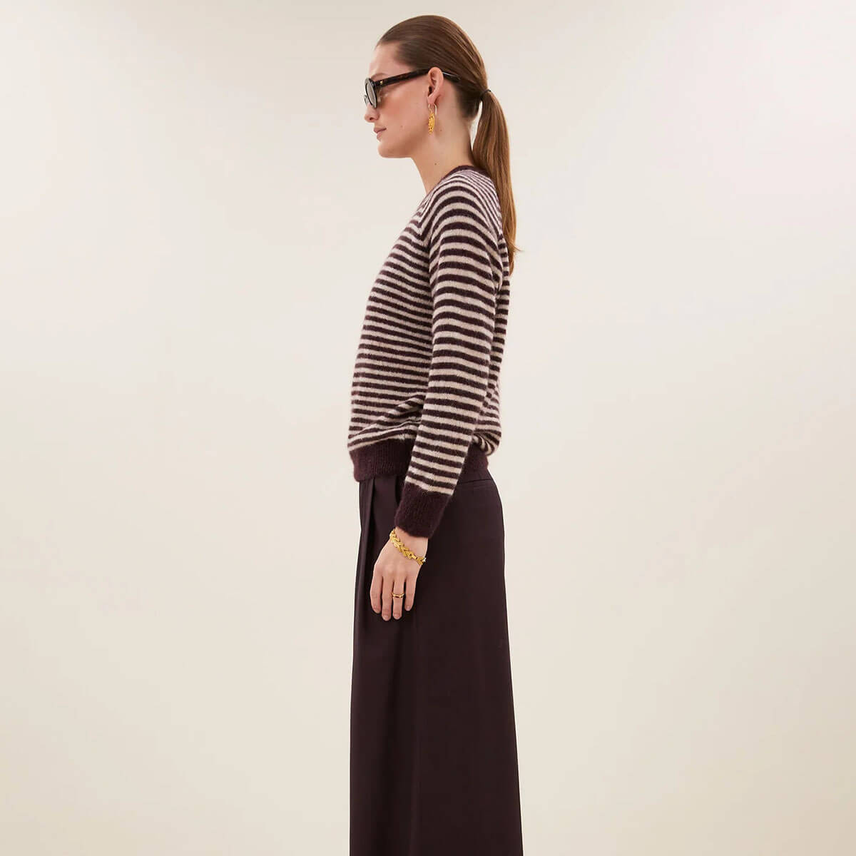 Sally Stripe Pullover in Burgundy Crush by By-Bar