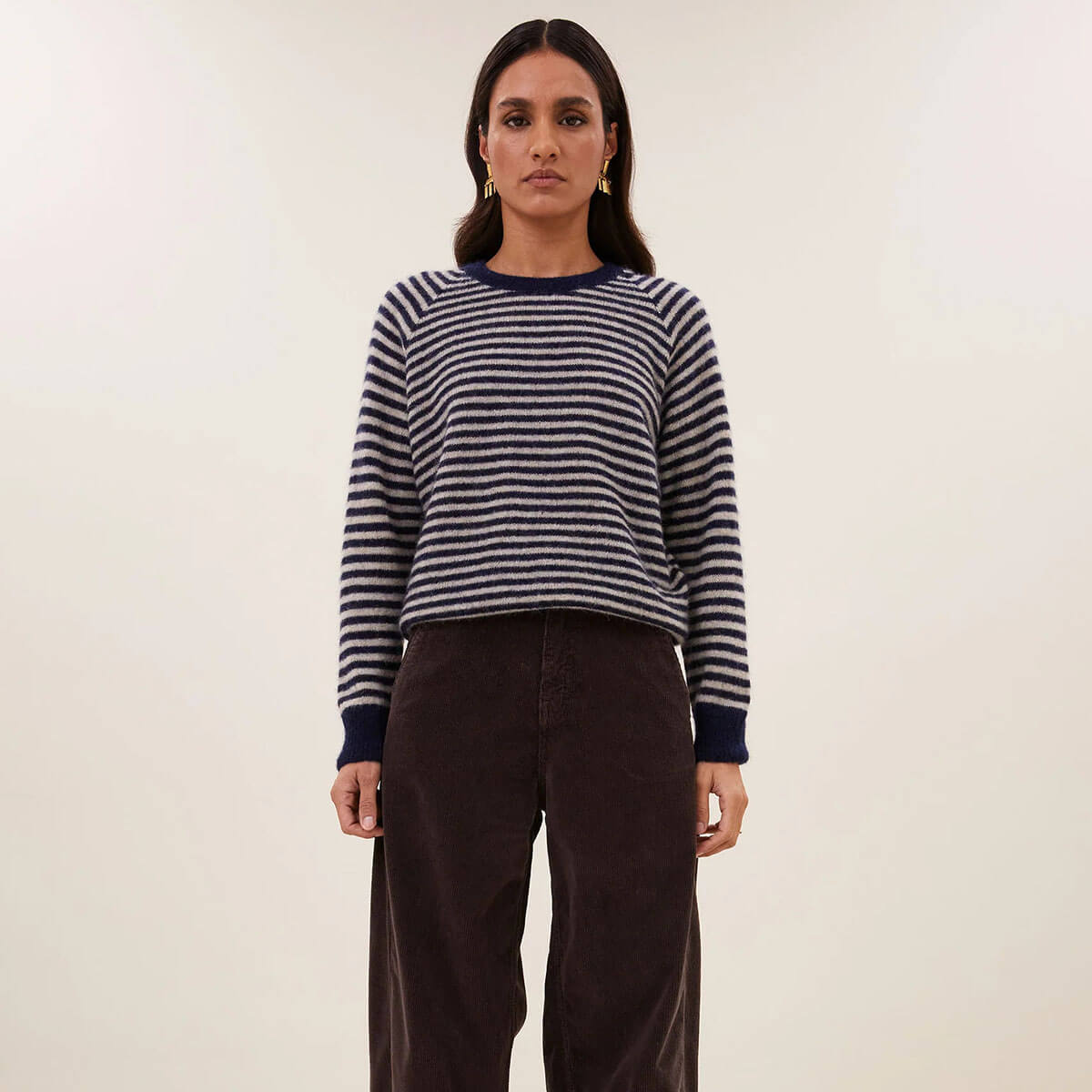 Sally Stripe Pullover in Midnight Marine by By-Bar