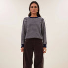 Sally Stripe Pullover in Midnight Marine by By-Bar
