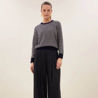 Sally Stripe Pullover in Midnight Marine by By-Bar