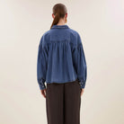 Sarah Short Denim Blouse in Medium Denim by By-Bar