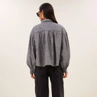 Sarah Short Thin Stripe Blouse in Ash Grey by By-Bar