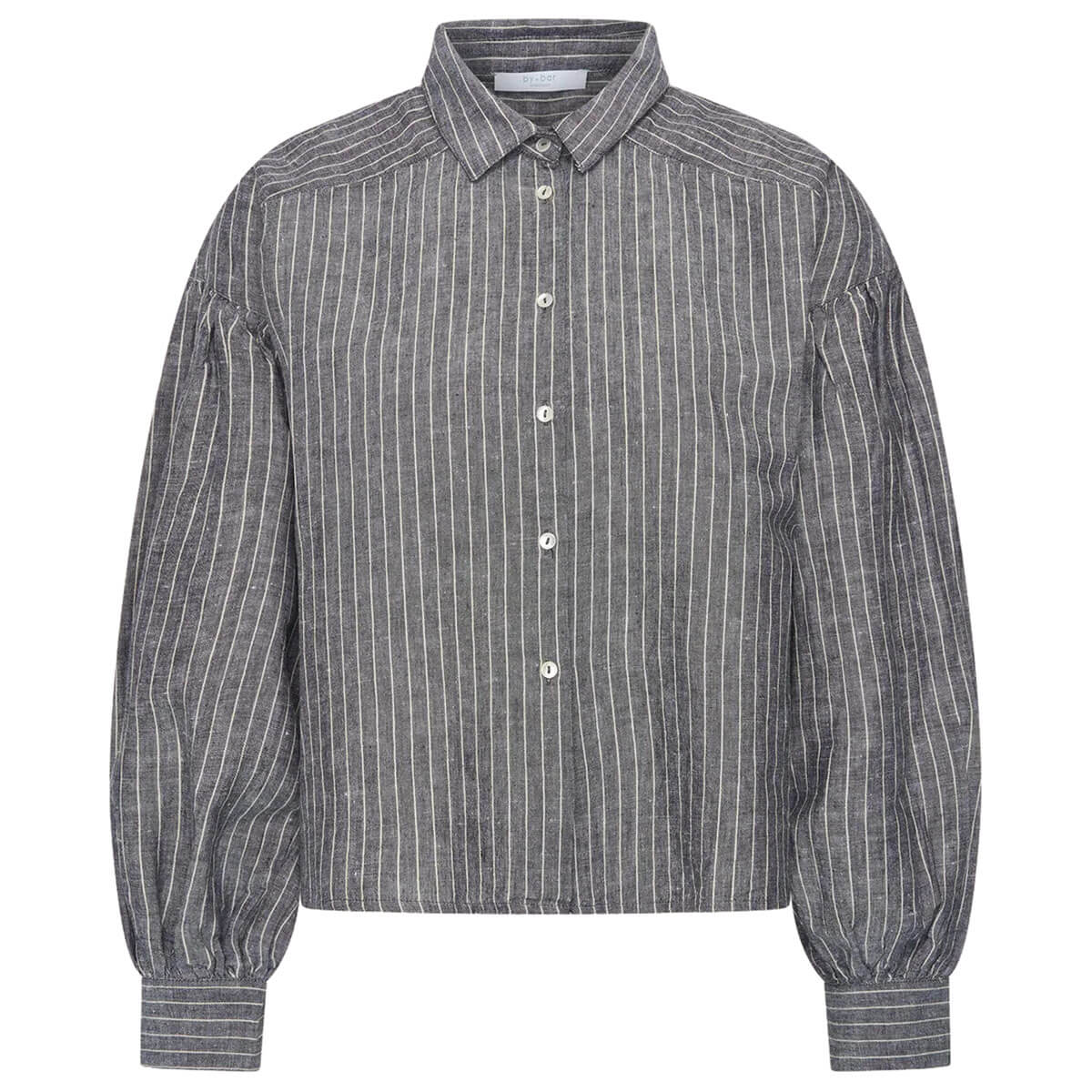 Sarah Short Thin Stripe Blouse in Ash Grey by By-Bar