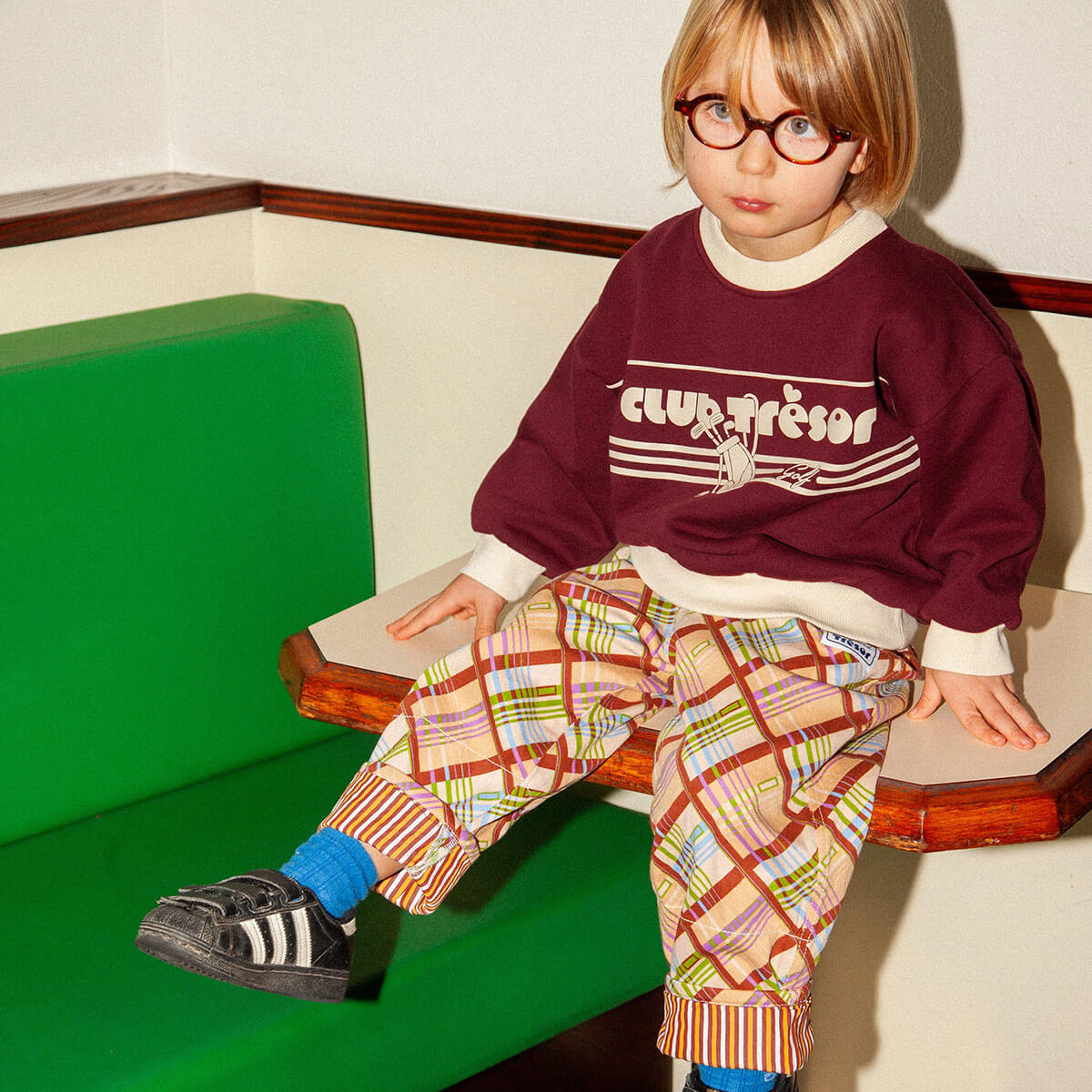 Growing Pants in Toffee Check by Club Trésor
