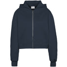 Cropped Zip Hoodie in Navy Blue by Colorful Standard