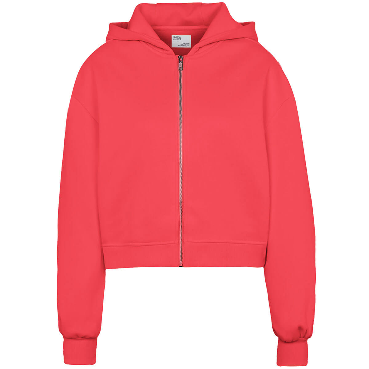 Cropped Zip Hoodie in Red Tangerine by Colorful Standard