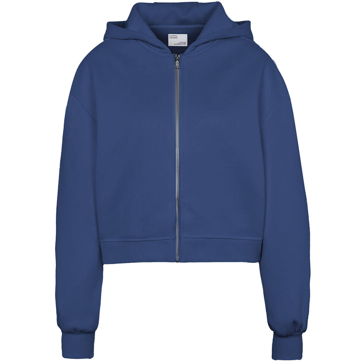 Cropped Zip Hoodie in Marine Blue by Colorful Standard