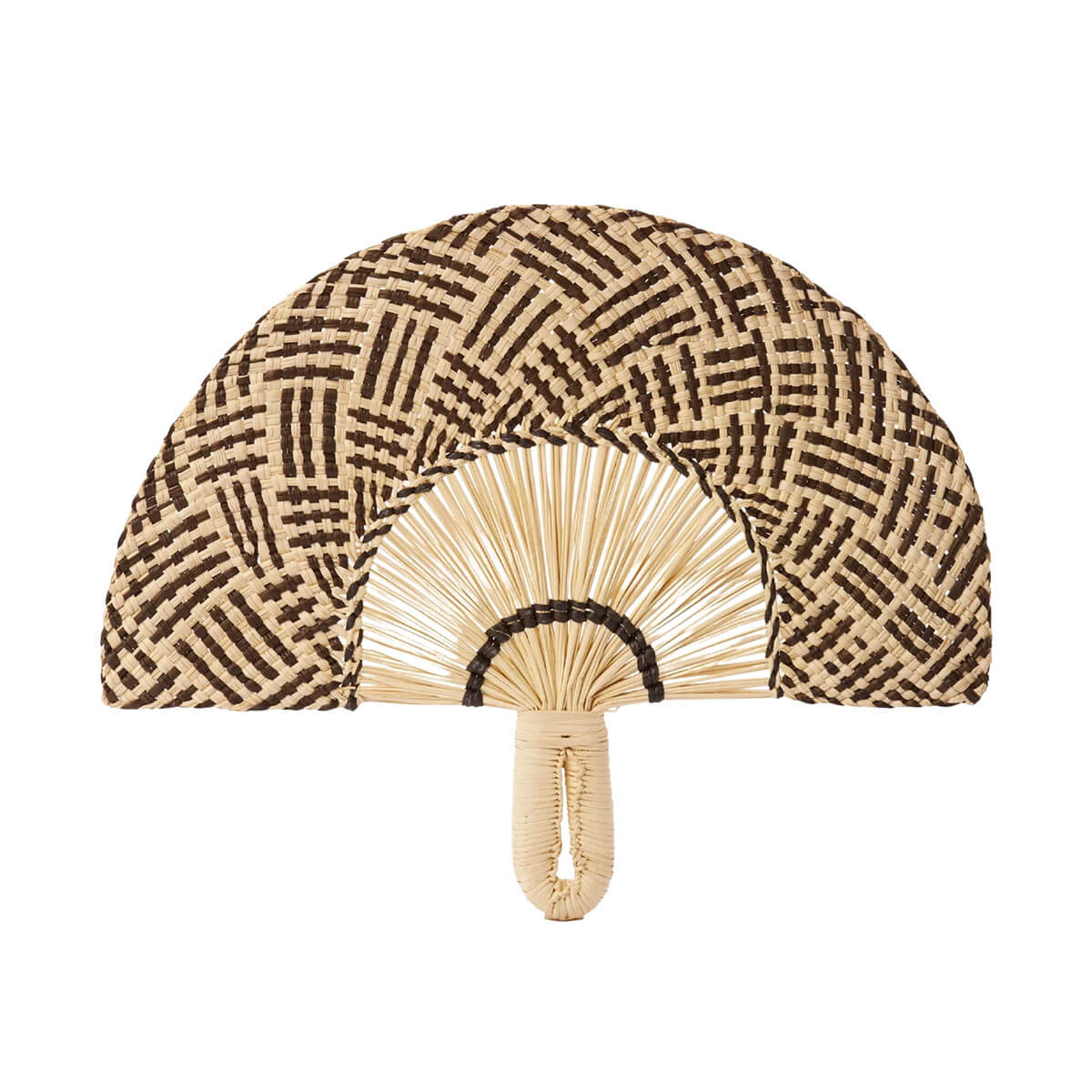 Toquilla Frilly Hand Fan in Black / Natural by Coro Cora
