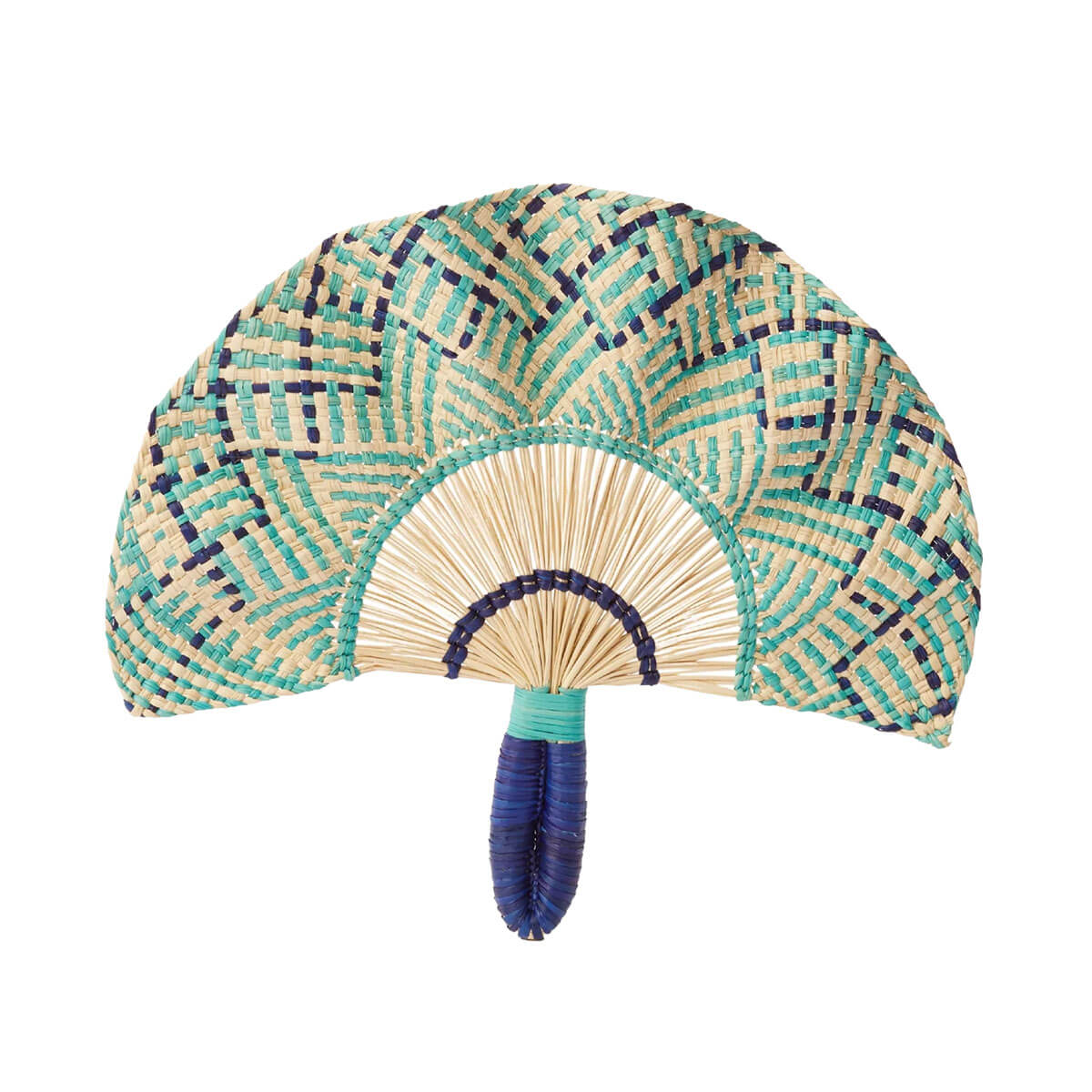 Toquilla Frilly Hand Fan in Blue / Navy by Coro Cora