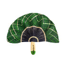 Toquilla Frilly Hand Fan in Green / Navy by Coro Cora