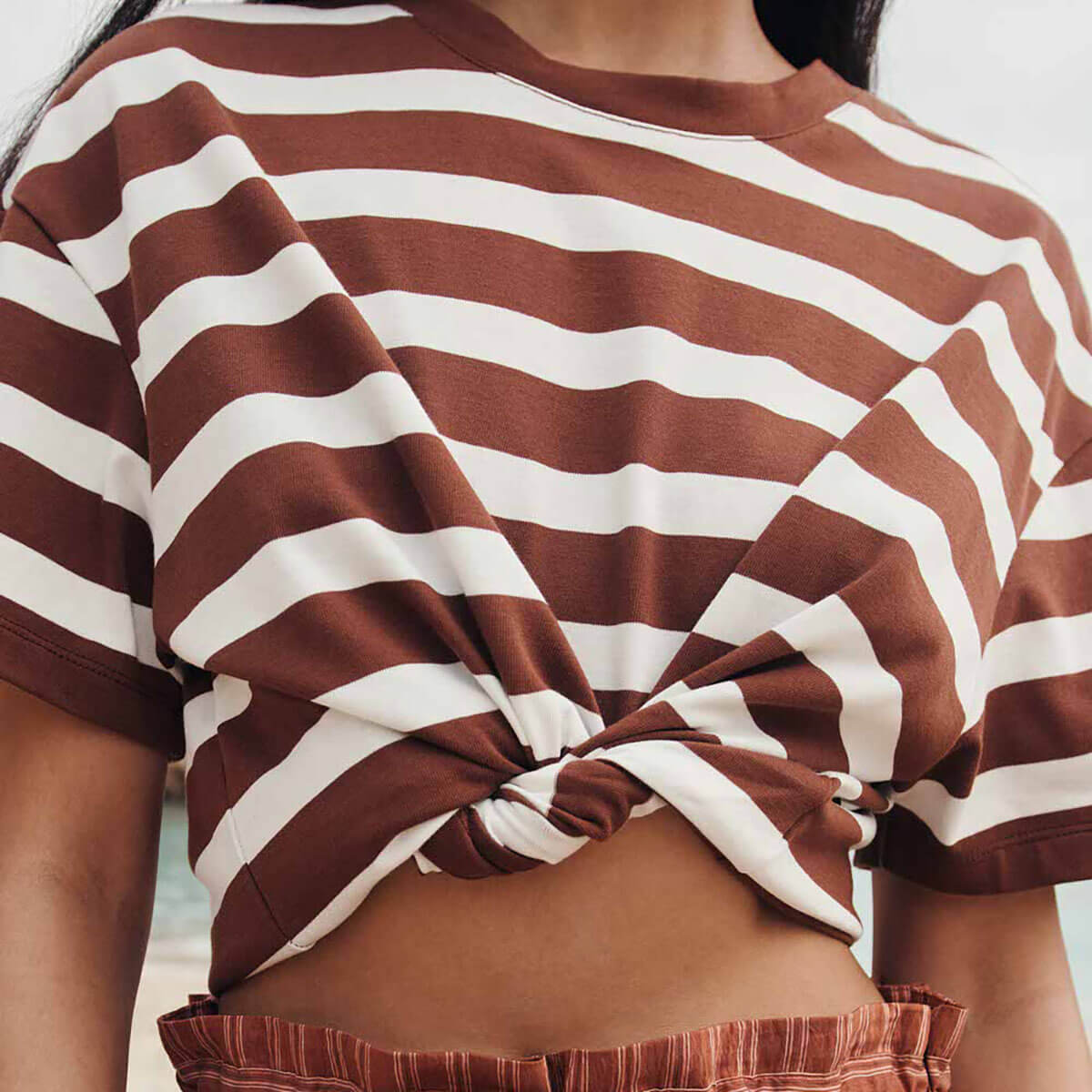 Filma Tee in Chocolate / Ecru by Des Petits Hauts