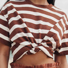 Filma Tee in Chocolate / Ecru by Des Petits Hauts