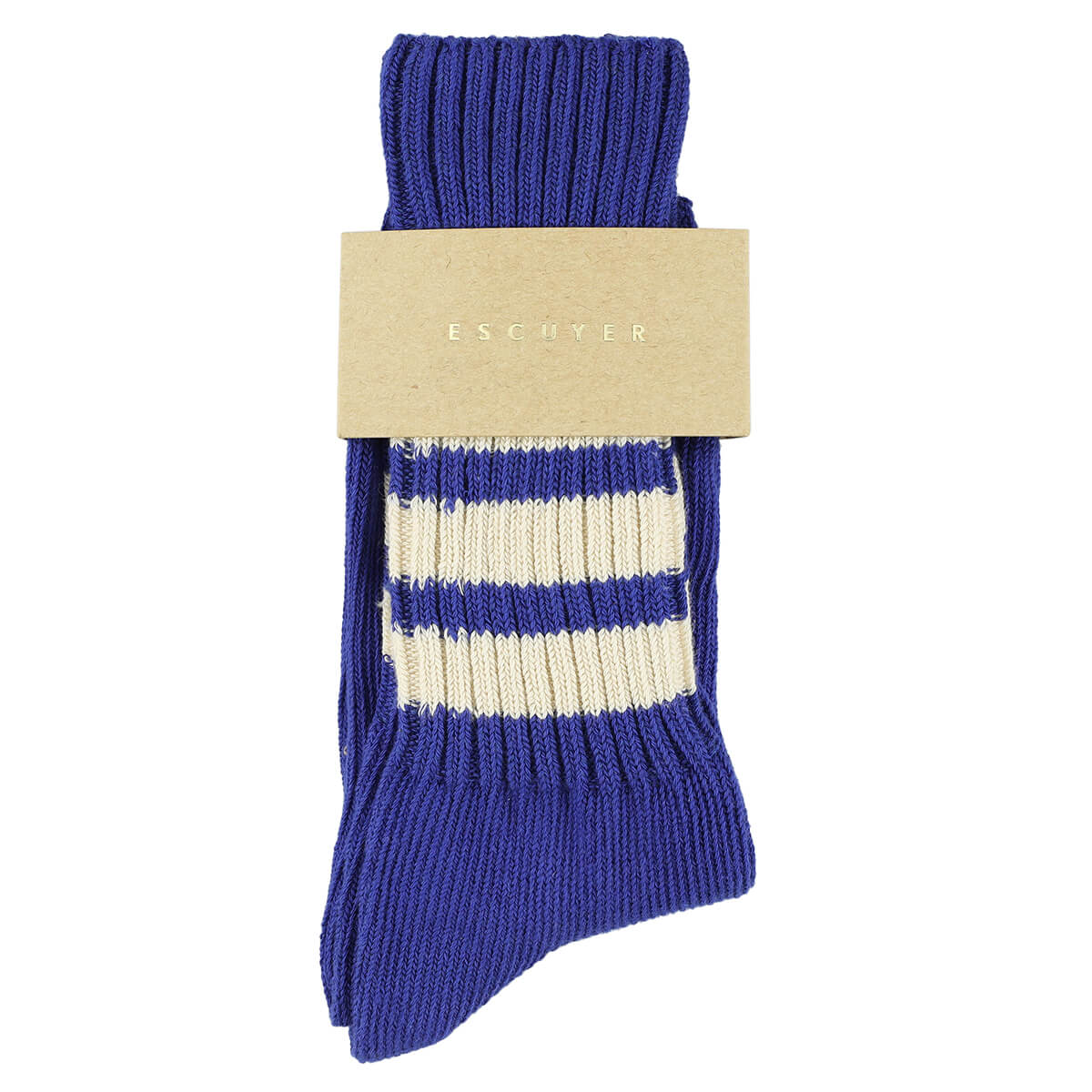 Crew Stripes Socks in Vintage Blue / Ecru by Escuyer – Junior Edition