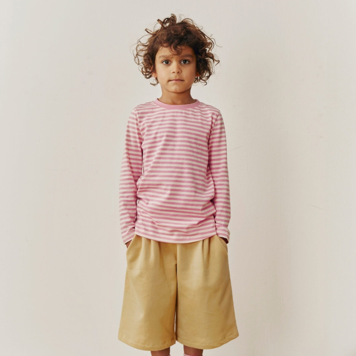 Long Sleeve Tee in Bubblegum / Cream by Gray Label