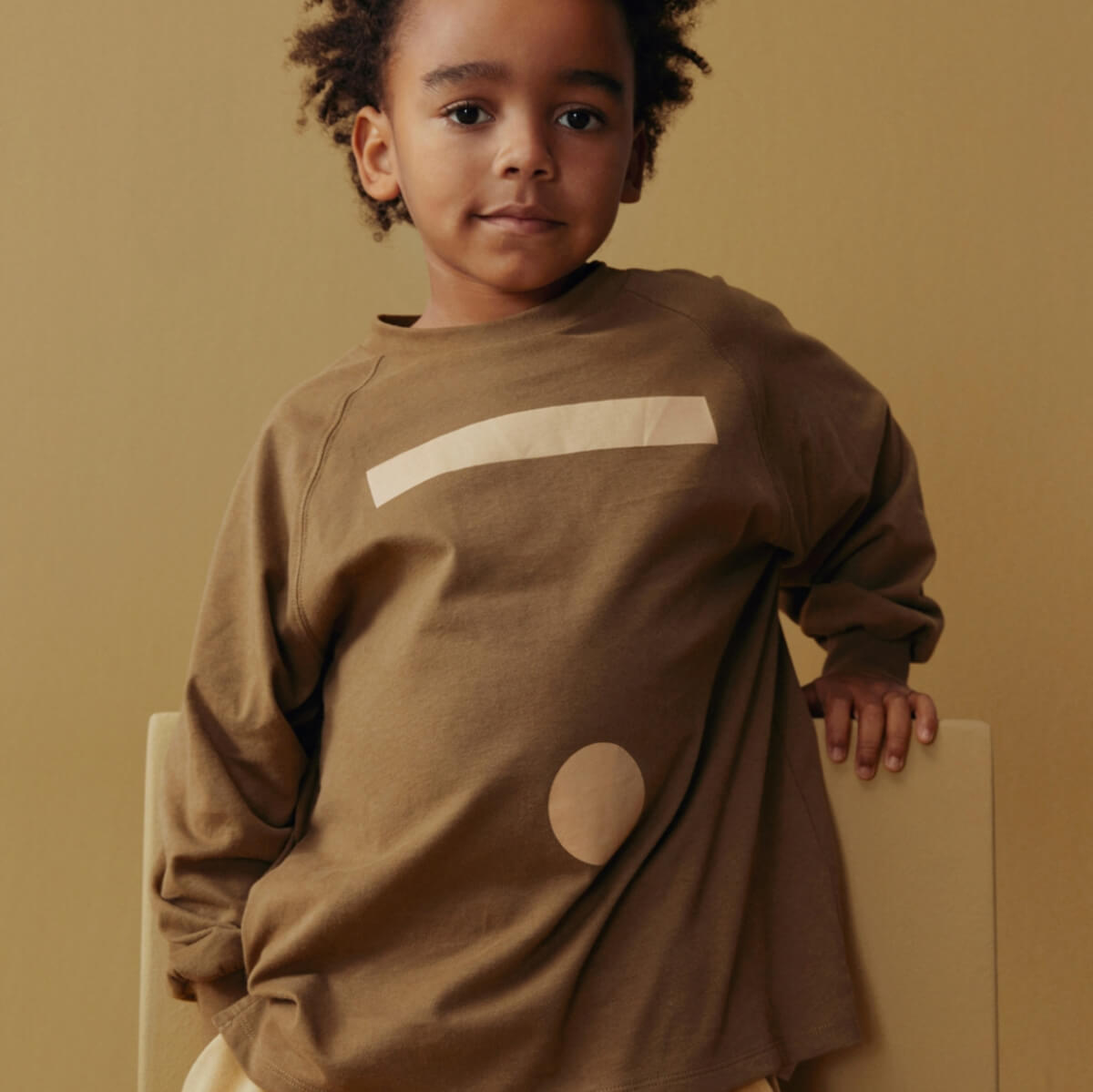 Oversized Logo Long Sleeve Tee in Woody / Cookie Print by Gray Label
