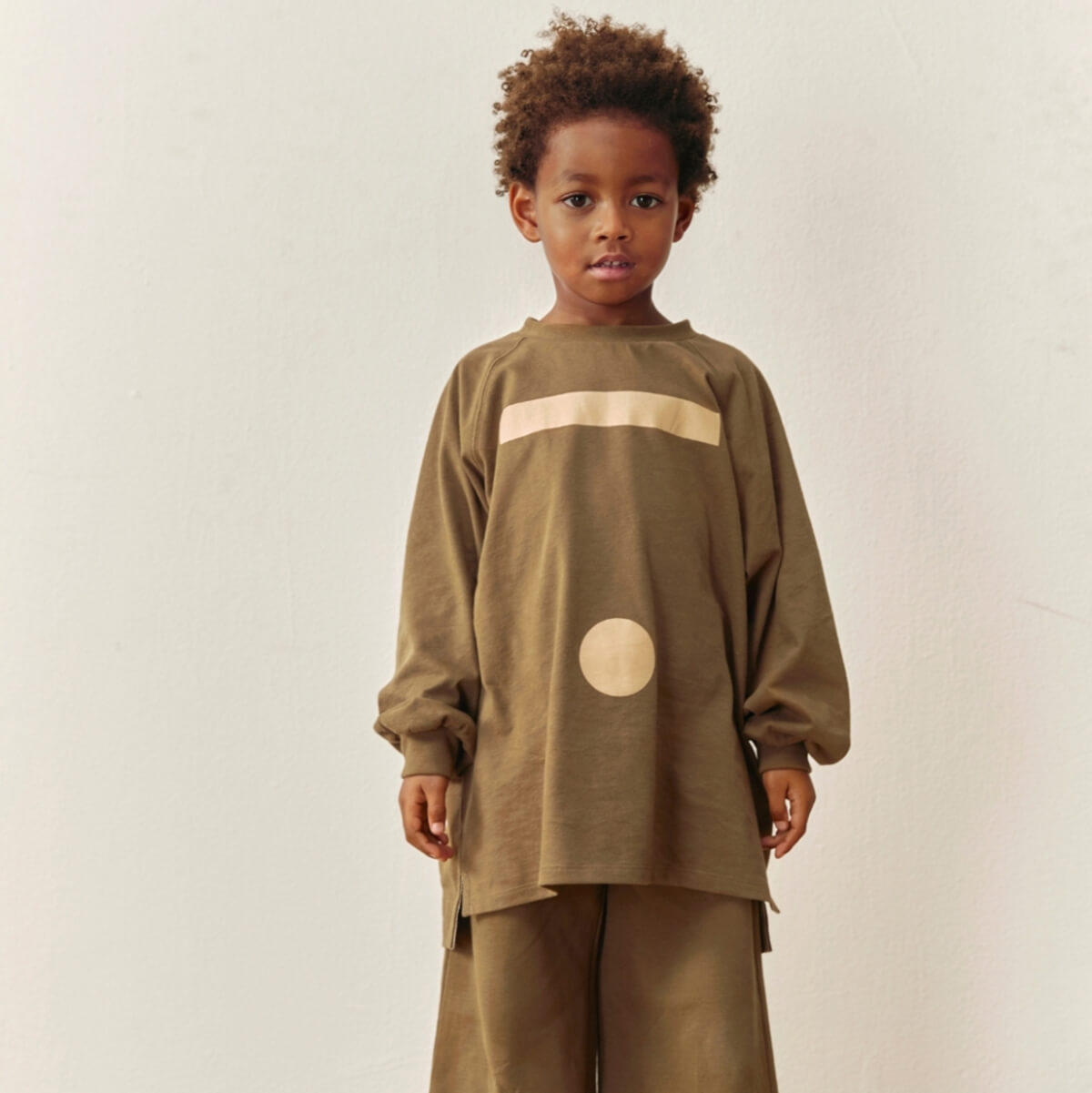 Oversized Logo Long Sleeve Tee in Woody / Cookie Print by Gray Label