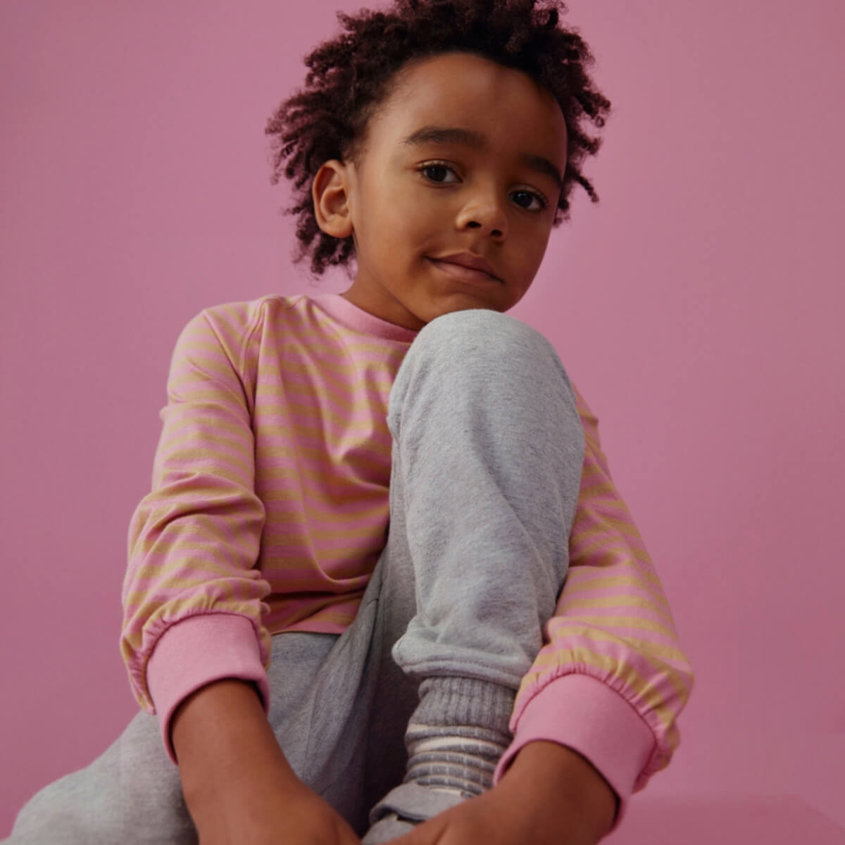 Oversized Long Sleeve Tee in Bubblegum / Cookie by Gray Label