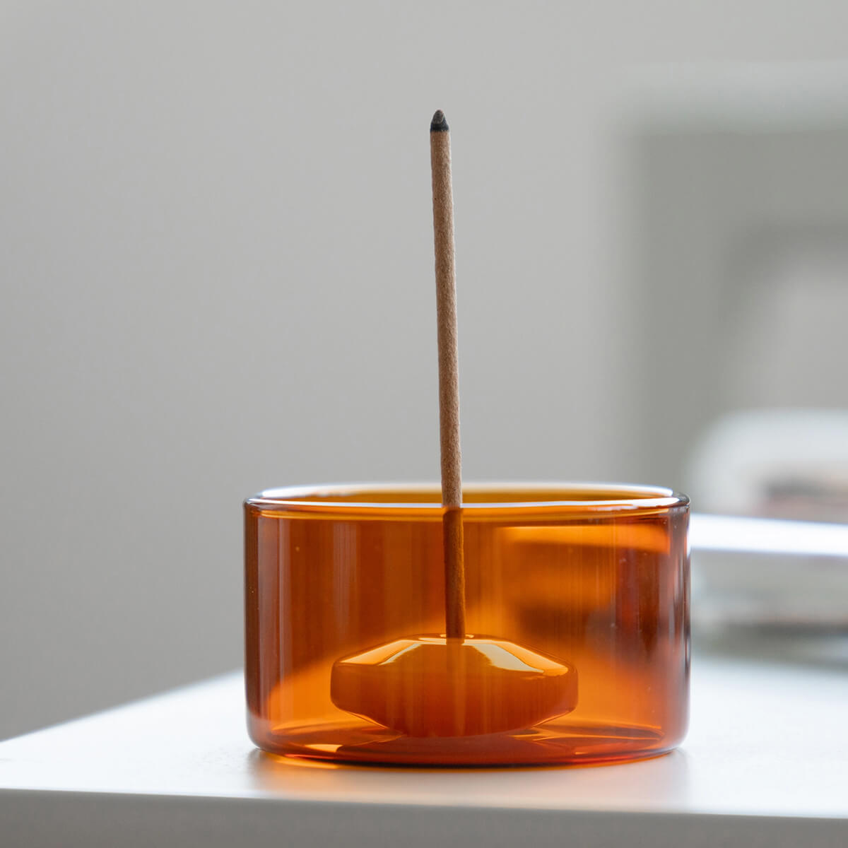 Glass Incense Holder in Amber by Helio Ferretti – Junior Edition