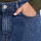Julia Relaxed Denim Pants in Washed Dark Blue by ICHI