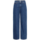Julia Relaxed Denim Pants in Washed Dark Blue by ICHI