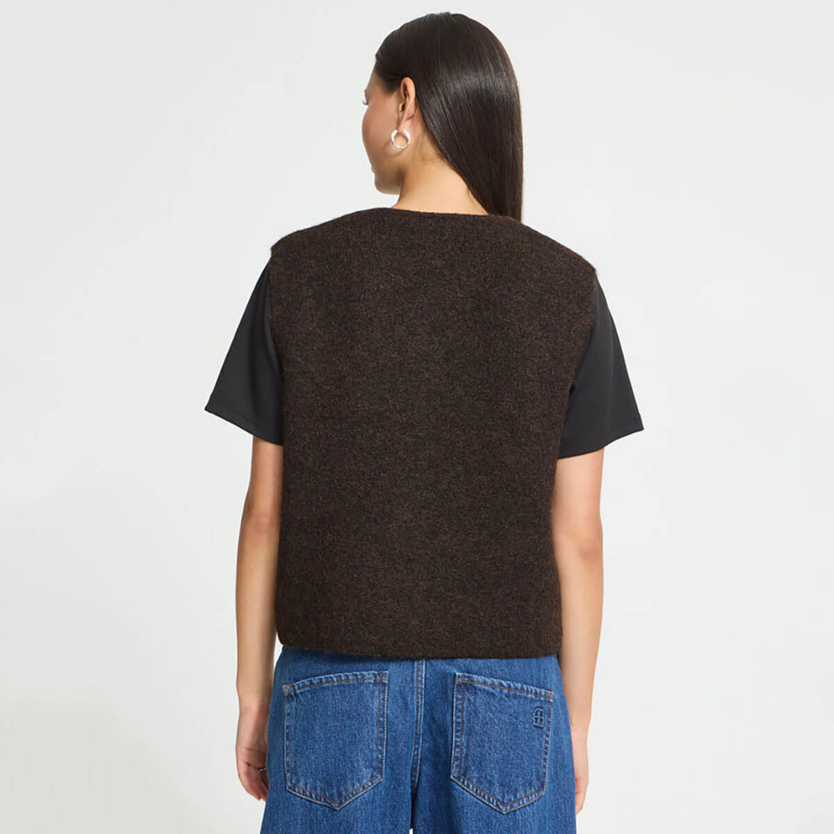 Panora Knit Vest in Coffee Bean Melange by ICHI