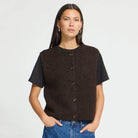 Panora Knit Vest in Coffee Bean Melange by ICHI