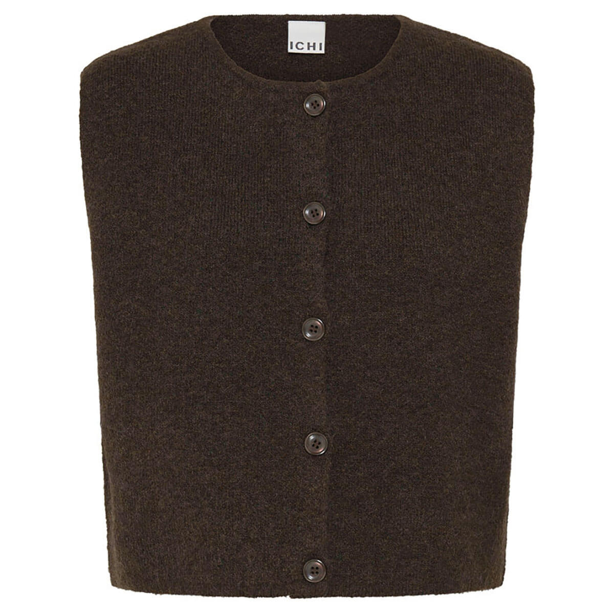 Panora Knit Vest in Coffee Bean Melange by ICHI