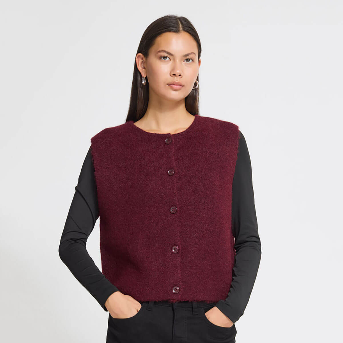 Panora Knit Vest in Zinfandel Melange by ICHI