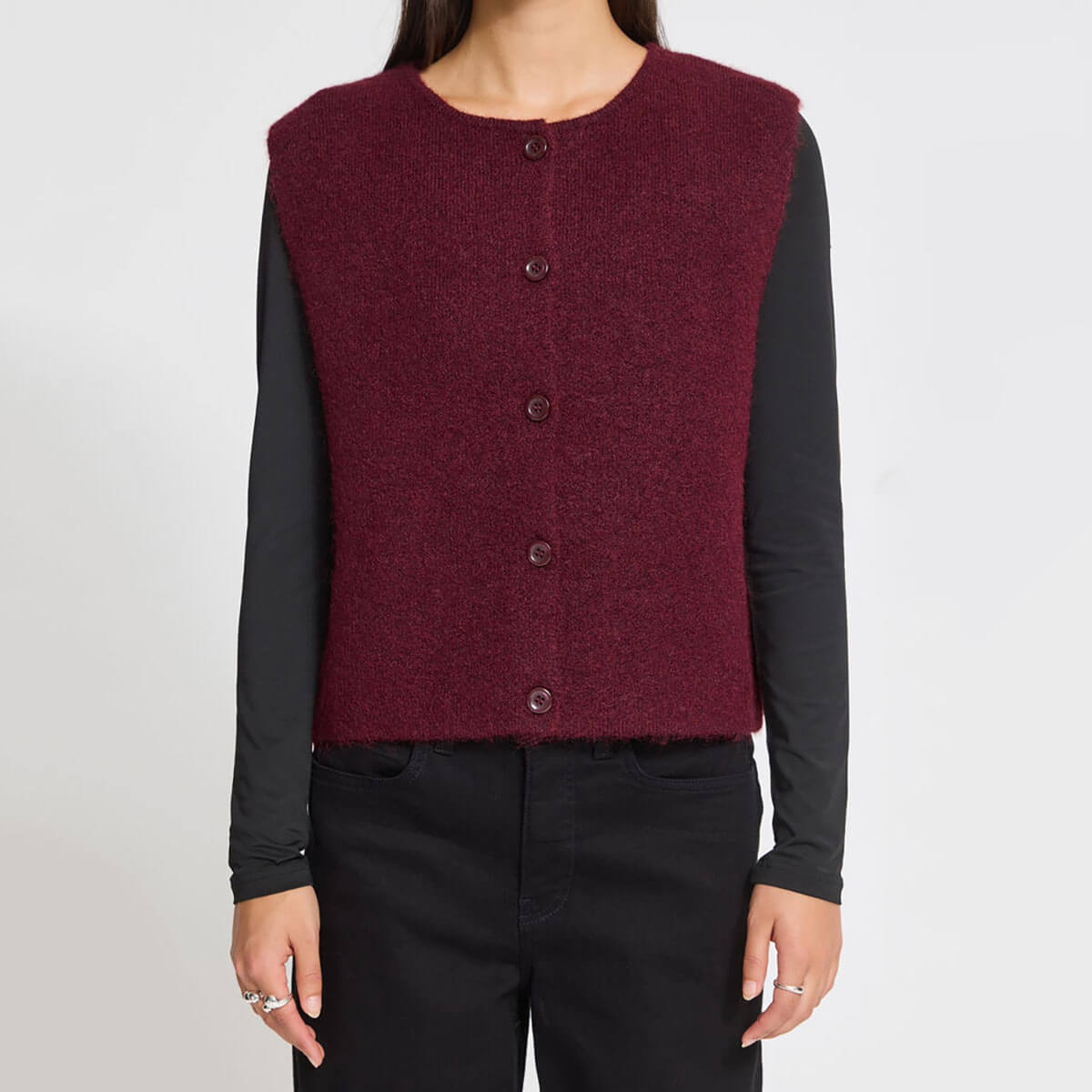 Panora Knit Vest in Zinfandel Melange by ICHI