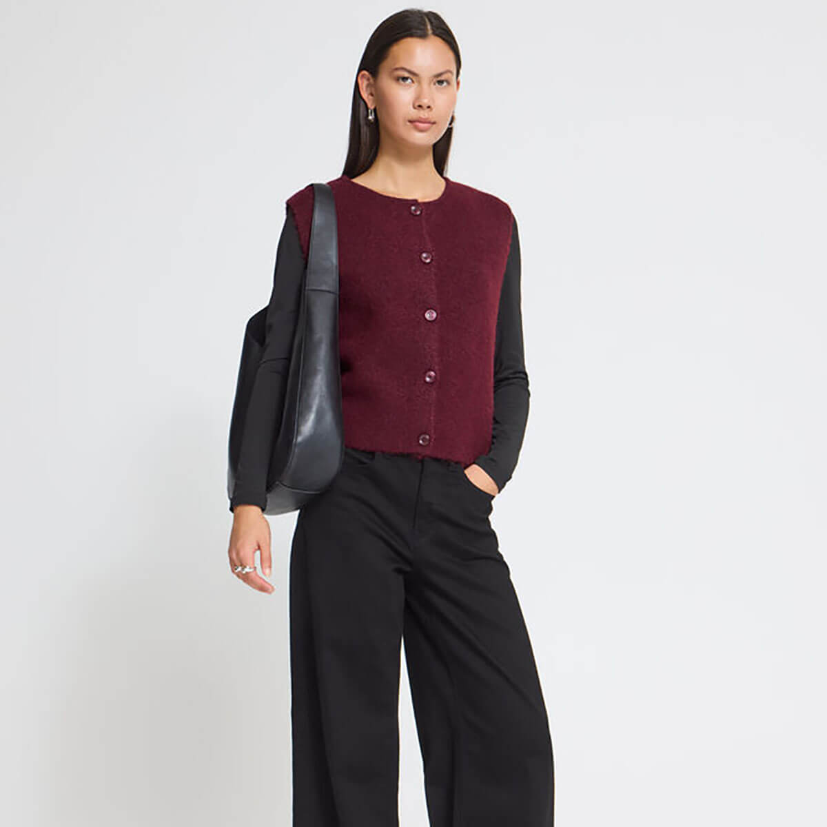 Panora Knit Vest in Zinfandel Melange by ICHI