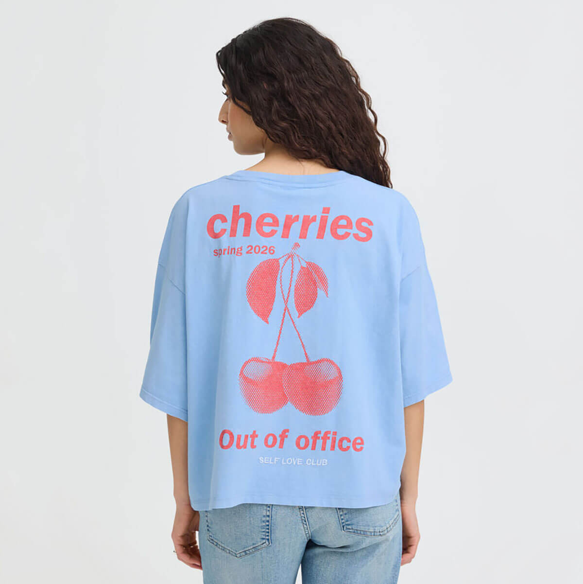 Nica T Shirt in Powder Blue / Fiery Red by ICHI
