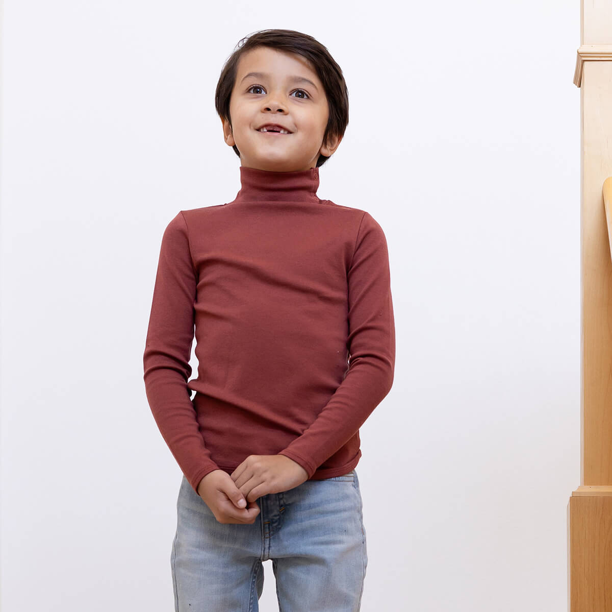 Pima Snap Turtleneck in Madder Root by Iver & Isla – Junior Edition