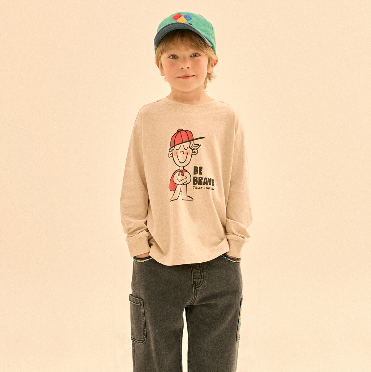 Be Brave Chain Long Sleeve T Shirt in Oatmeal by Jelly Mallow