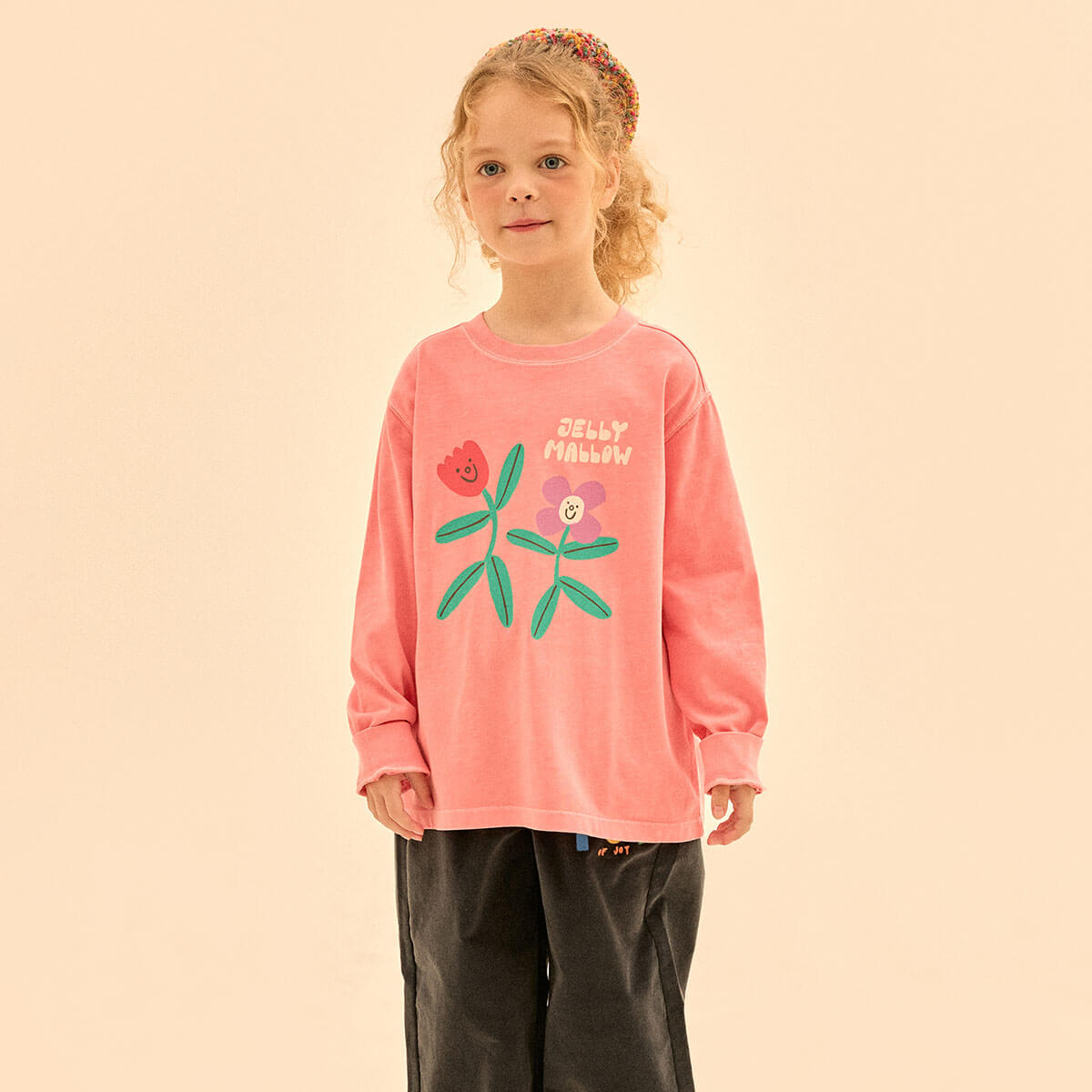 Floral Pigment Long Sleeve T Shirt in Pink by Jelly Mallow