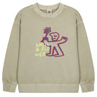 Flower Sweatshirt in Light Khaki by Jelly Mallow