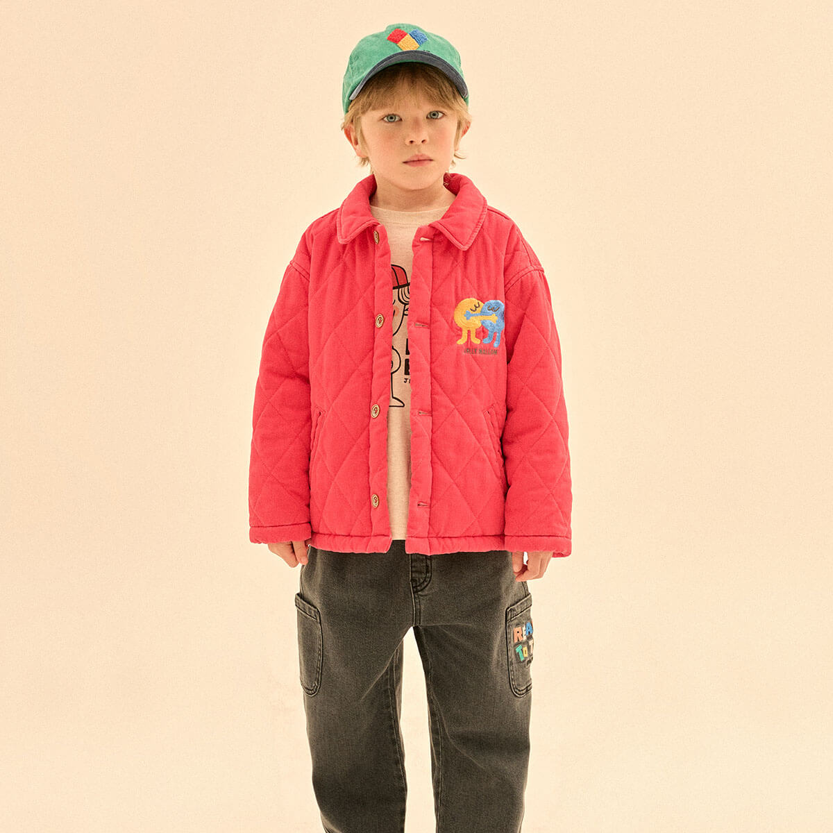 Hug Me Padded Jacket in Red by Jelly Mallow