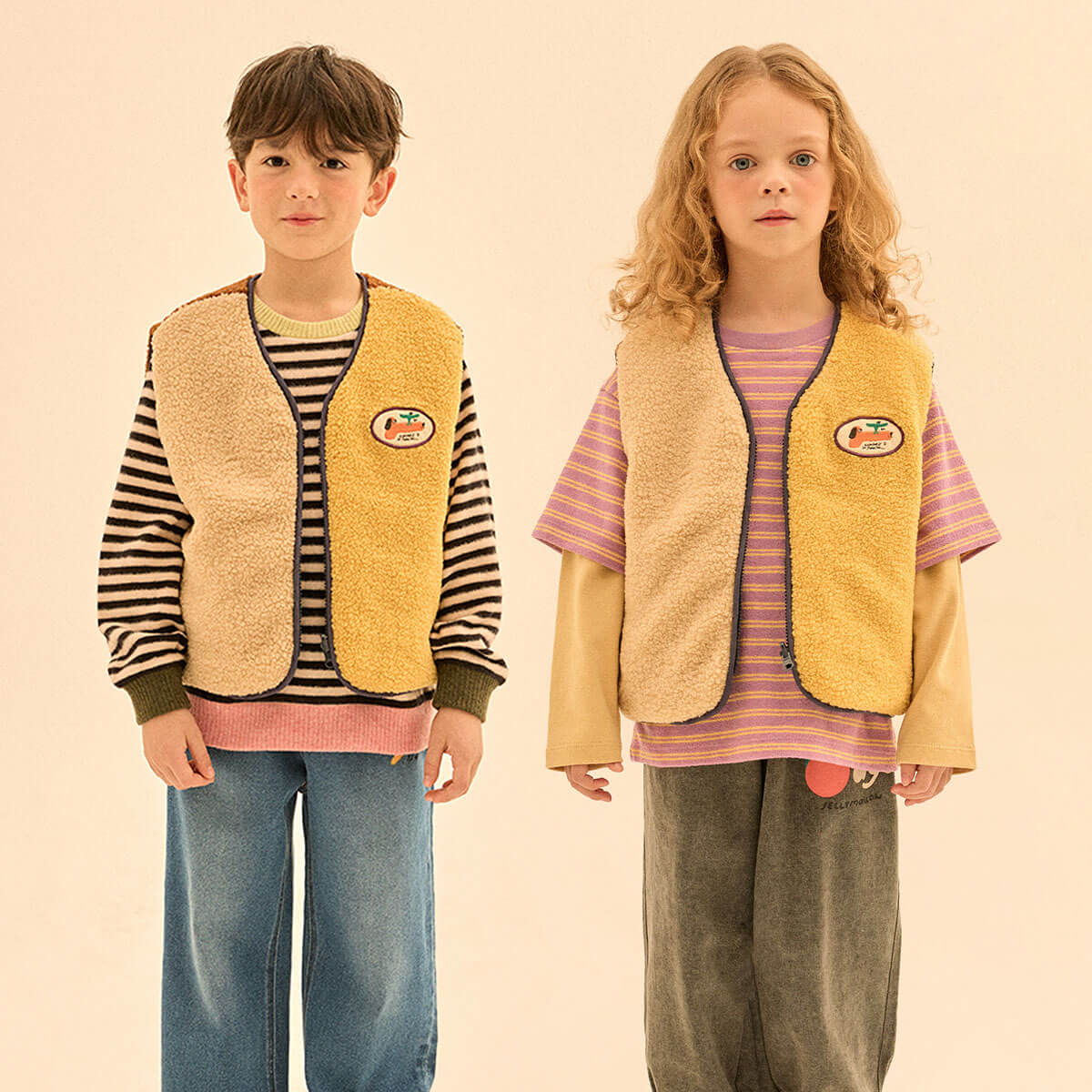 Star Color Block Reversible Gilet in Navy by Jelly Mallow
