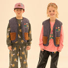 Star Color Block Reversible Gilet in Navy by Jelly Mallow