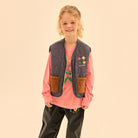 Star Color Block Reversible Gilet in Navy by Jelly Mallow